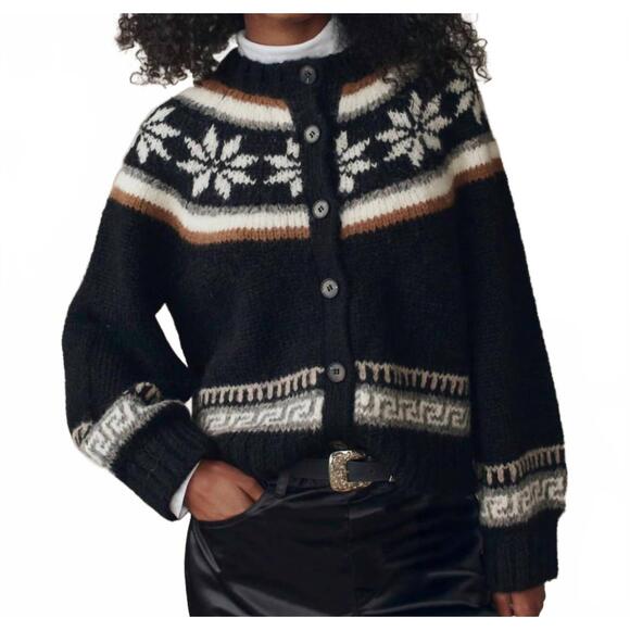 THE GREAT. Sweaters - NEW THE GREAT. the snowflake ice rink cardigan in black
